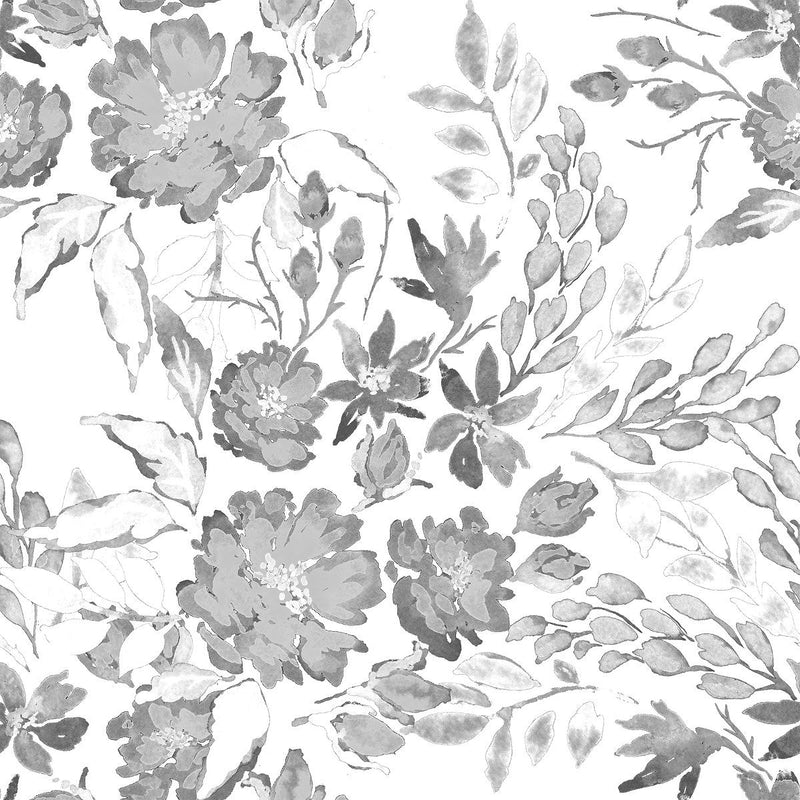 Elegant Grey Floral Wallpaper Chic