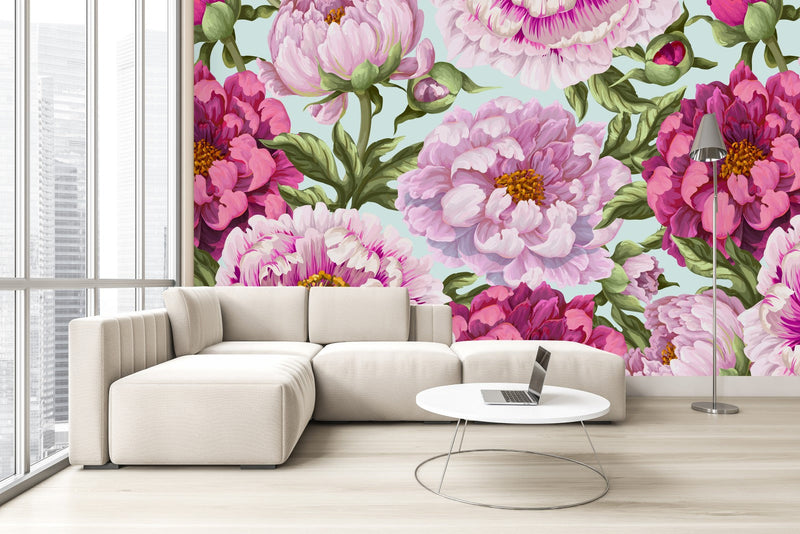 Large Pink Flowers Wallpaper