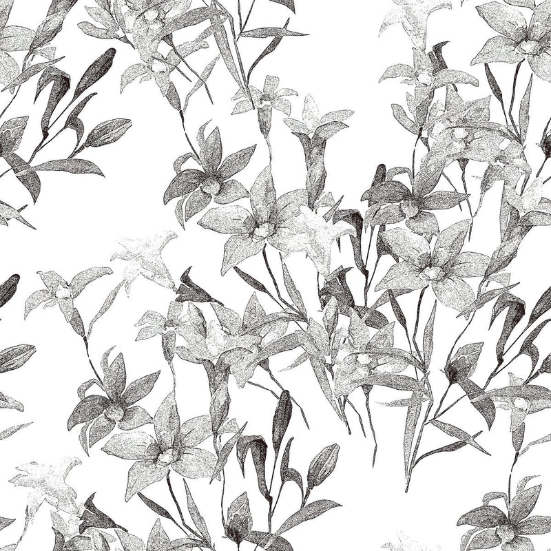 White Wallpaper with Floral Design