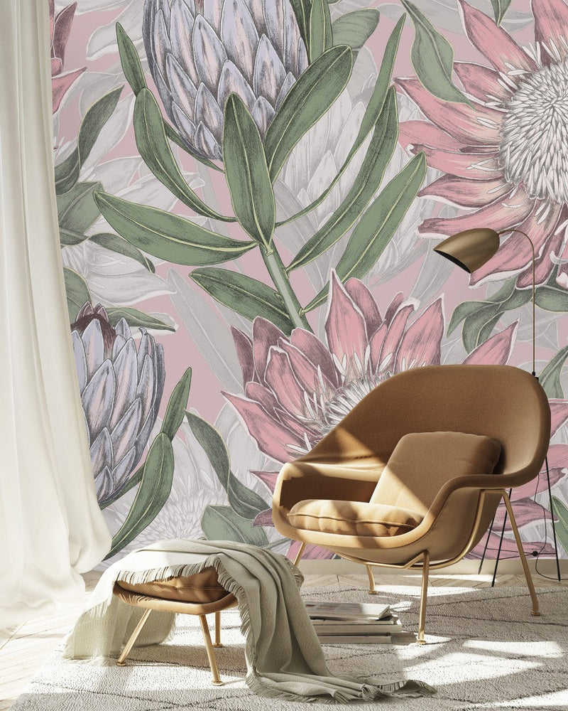 Contemporary Exotic Flowers Wallpaper Tasteful Quality