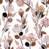 White Wallpaper with Light Pink Flowers