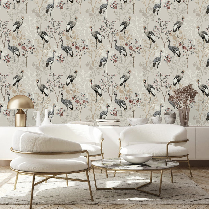 Birds on Beige Wallpaper