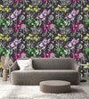 Brightly Blobs on Floral Wallpaper