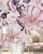 Contemporary Large Pink Flowers Wallpaper