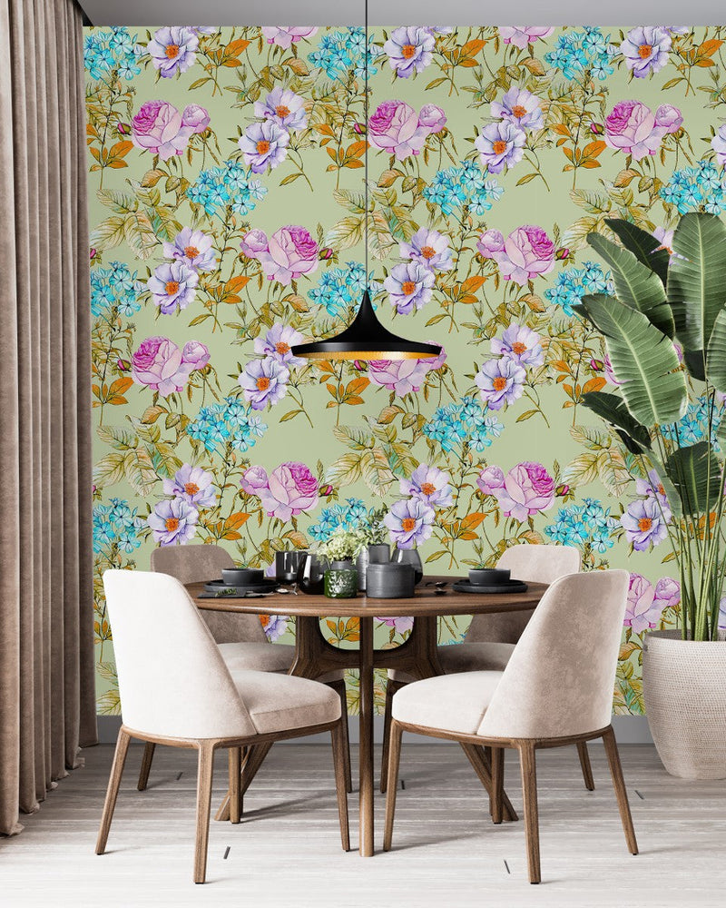 Fashionable Green Floral Wallpaper