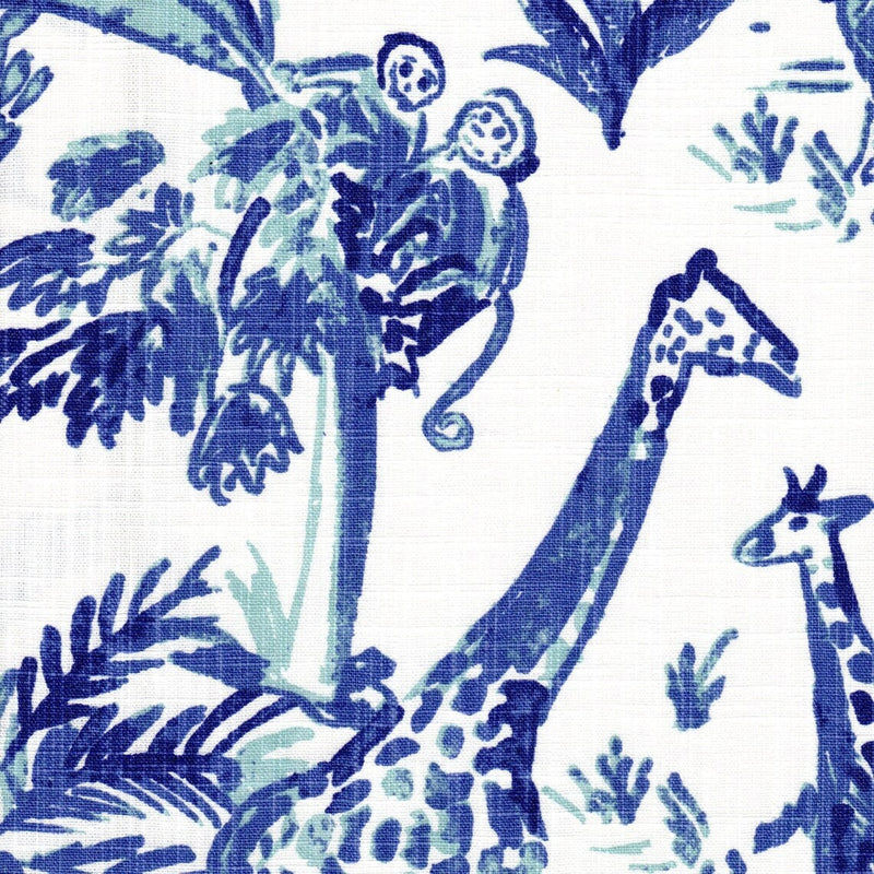 Black White Jungle Safari Toile De Jouy Fabric