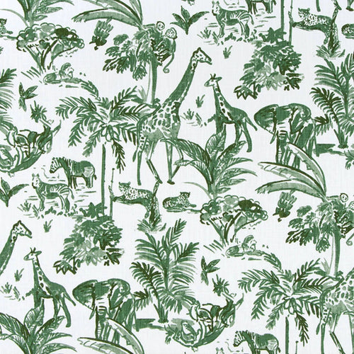 Gathered Bedskirt in Meru Fairway Green Safari Animal Toile