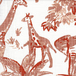 Gathered Bedskirt in Meru Potters Wheel Terracotta Brown Safari Animal Toile