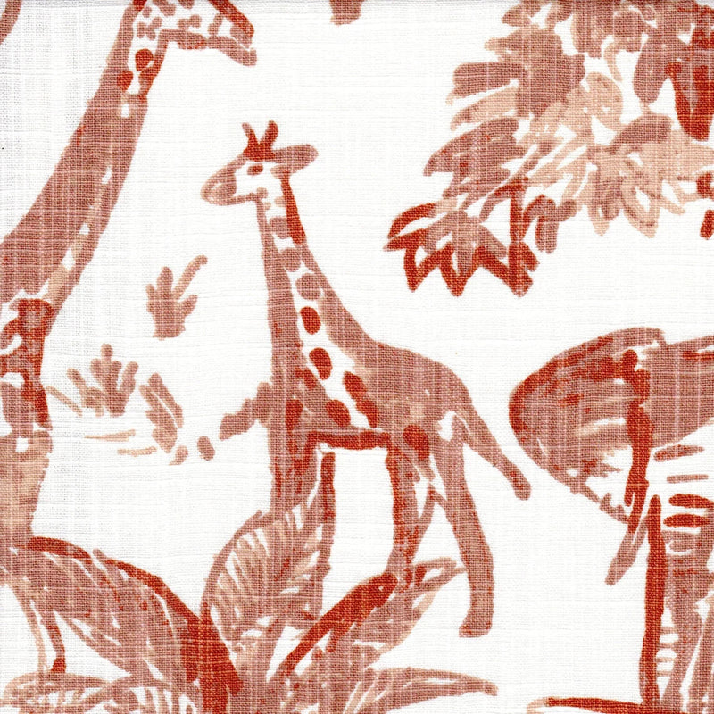 Gathered Bedskirt in Meru Potters Wheel Terracotta Brown Safari Animal Toile
