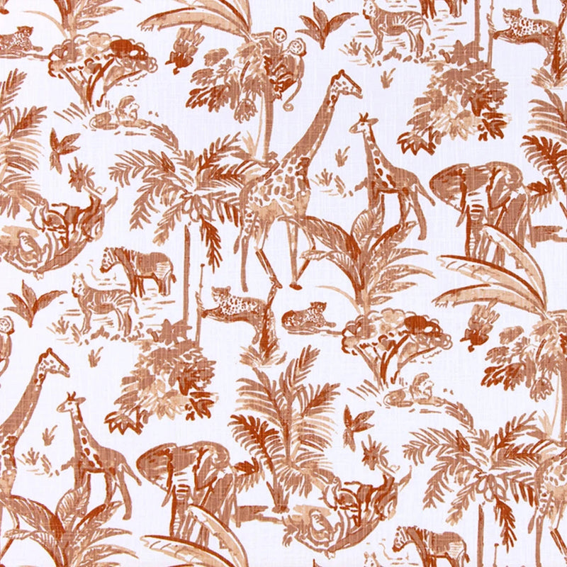 Rod Pocket Curtains in Meru Potters Wheel Terracotta Brown Safari Animal Toile