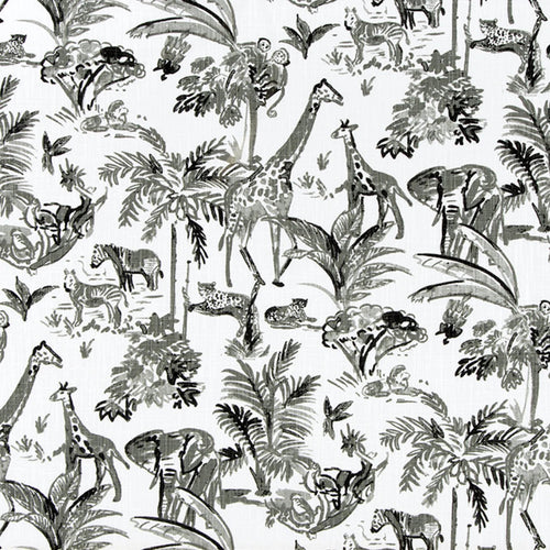 Gathered Bedskirt in Meru Raven Black Safari Animal Toile