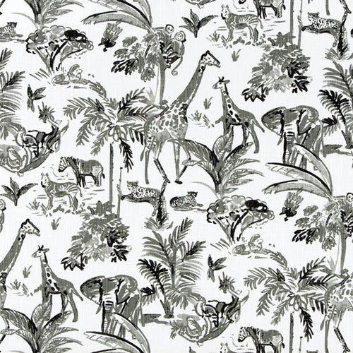 Tailored Tier Curtains in Meru Raven Black Safari Animal Toile