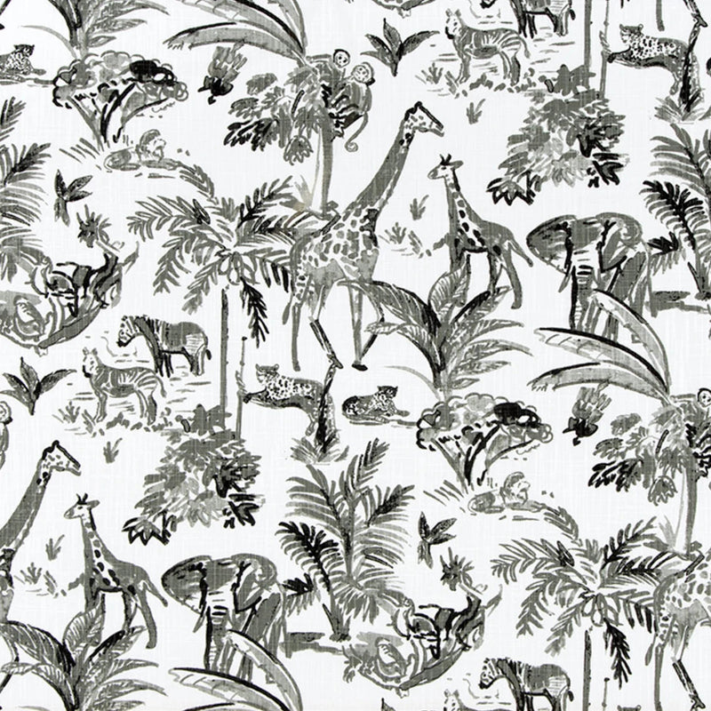 Rod Pocket Curtains in Meru Raven Black Safari Animal Toile