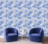 Blue Floral Wallpaper with Butterflies