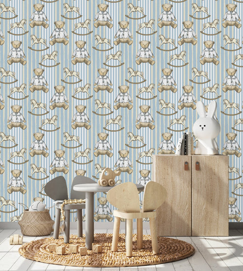 Blue Wallpaper with Bears