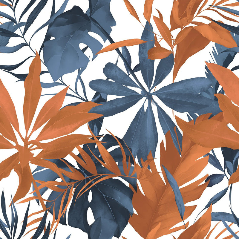 Brown and Blue Leaves Wallpaper