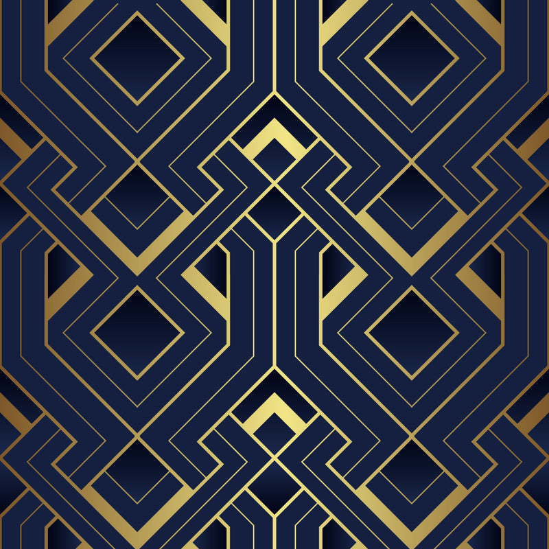 Dark Blue and Gold Design Wallpaper