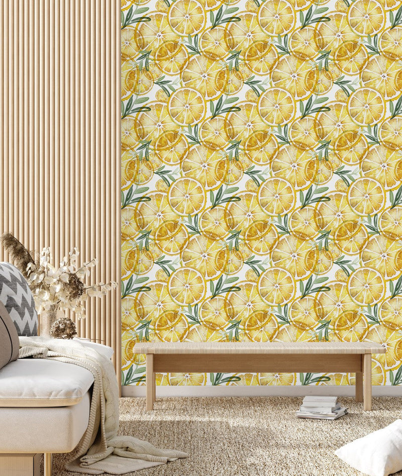 Lemons  on White Wallpaper