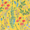 Brightly Yellow Wallpaper with Wildflowers