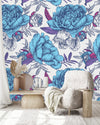 Blue Large Peonies Wallpaper