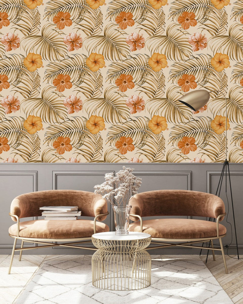 Modish Tropical Flowers Wallpaper