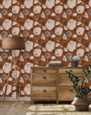 Brown Abstract Floral Wallpaper