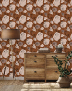 Brown Abstract Floral Wallpaper