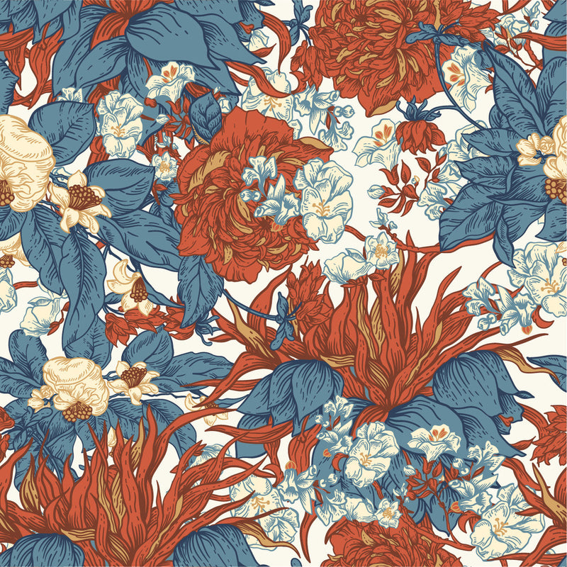 Brown Large Flowers Wallpaper