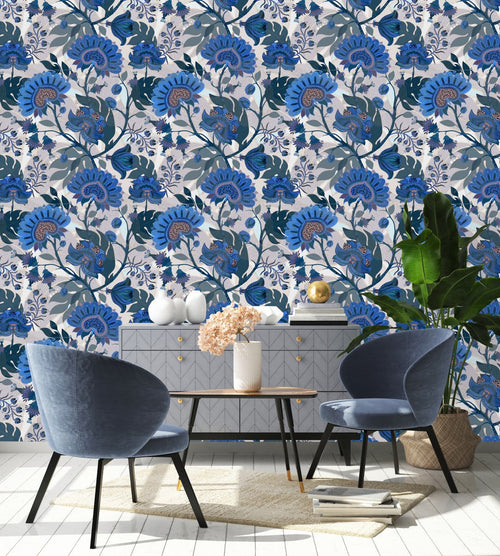 Blue Indian Design Wallpaper