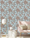 Stylish Blue Floral Wallpaper Chic High-Quality