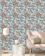 Stylish Blue Floral Wallpaper Chic High-Quality