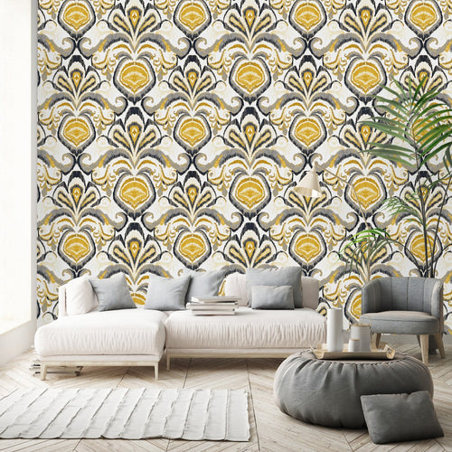 Yellow Vintage Design Wallpaper