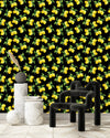 Contemporary Black Wallpaper with Lemons Vogue