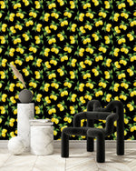 Contemporary Black Wallpaper with Lemons Vogue