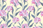 Yellow Wallpaper with Pink Flowers
