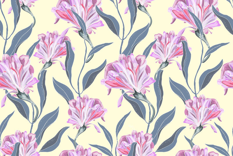 Yellow Wallpaper with Pink Flowers