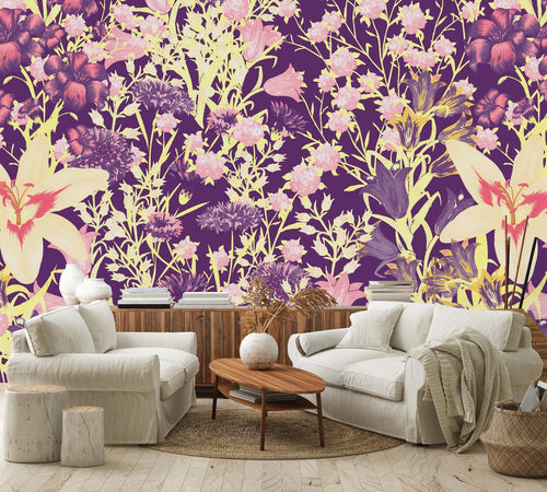 Purple and Yellow Flowers Wallpaper