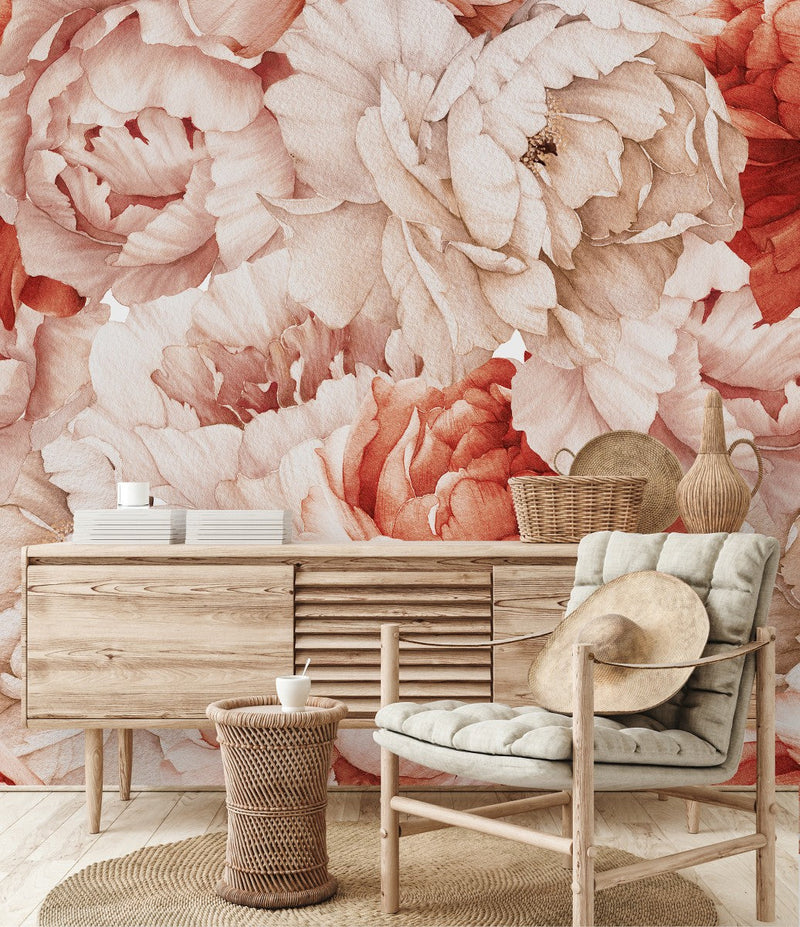 Pastel Gentle Peonies Wallpaper