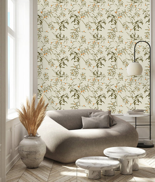 Voguish Sea Buckthorn Wallpaper Fashionable