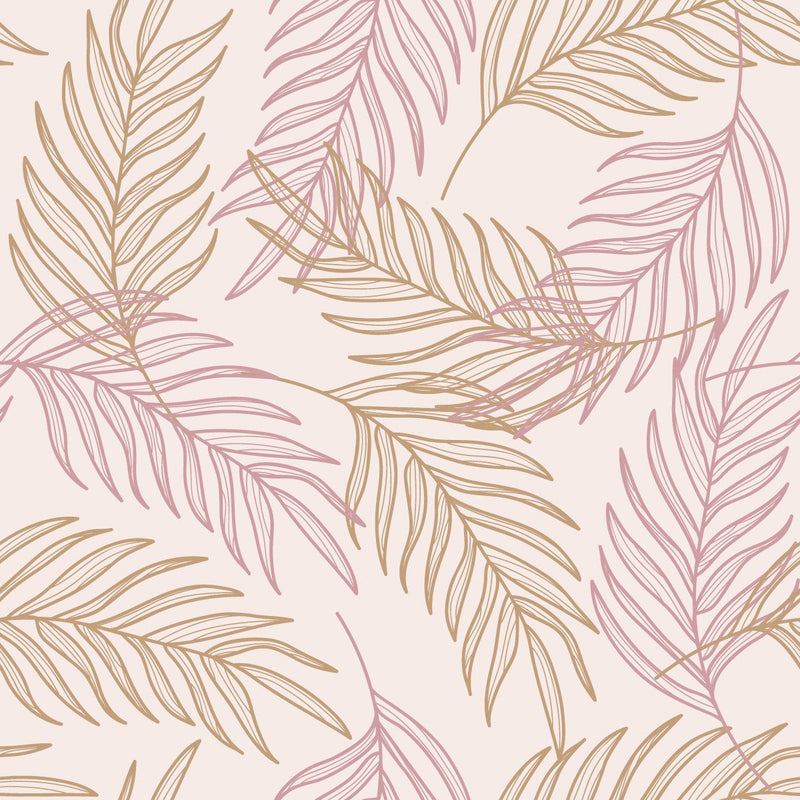 Voguish Beige Leaves Wallpaper Fashionable