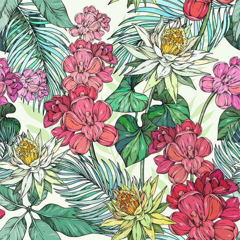 Contemporary Colorful Flowers Wallpaper Fashionable