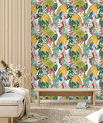 Parrots on White Background Wallpaper