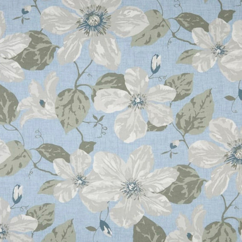 Rod Pocket Curtains in Nelly Antique Blue Floral, Large Scale