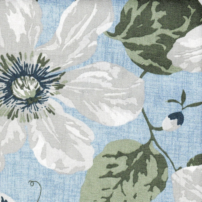 Tailored Tier Curtains in Nelly Antique Blue Floral, Large Scale