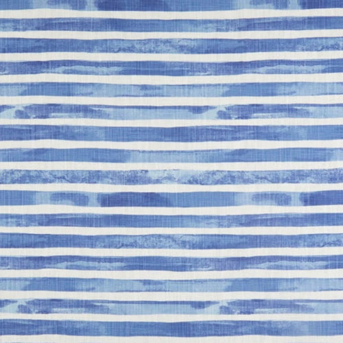 Rod Pocket Curtains in Nelson Commodore Blue Horizontal Watercolor Stripe