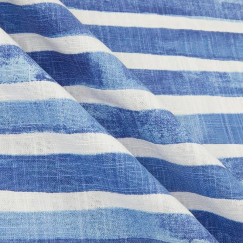 Round Tablecloth in Nelson Commodore Blue Horizontal Watercolor Stripe