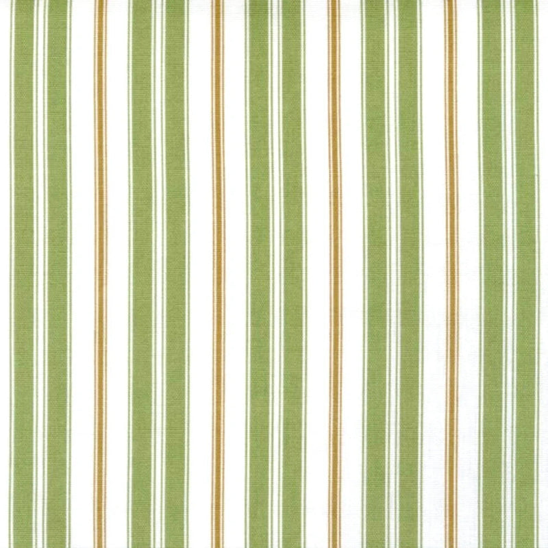 Gathered Bedskirt in Newbury Aloe Green Stripe- Green, Brown, White