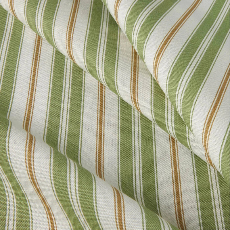 Round Tablecloth in Newbury Aloe Green Stripe- Green, Brown, White