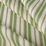 Gathered Bedskirt in Newbury Aloe Green Stripe- Green, Brown, White