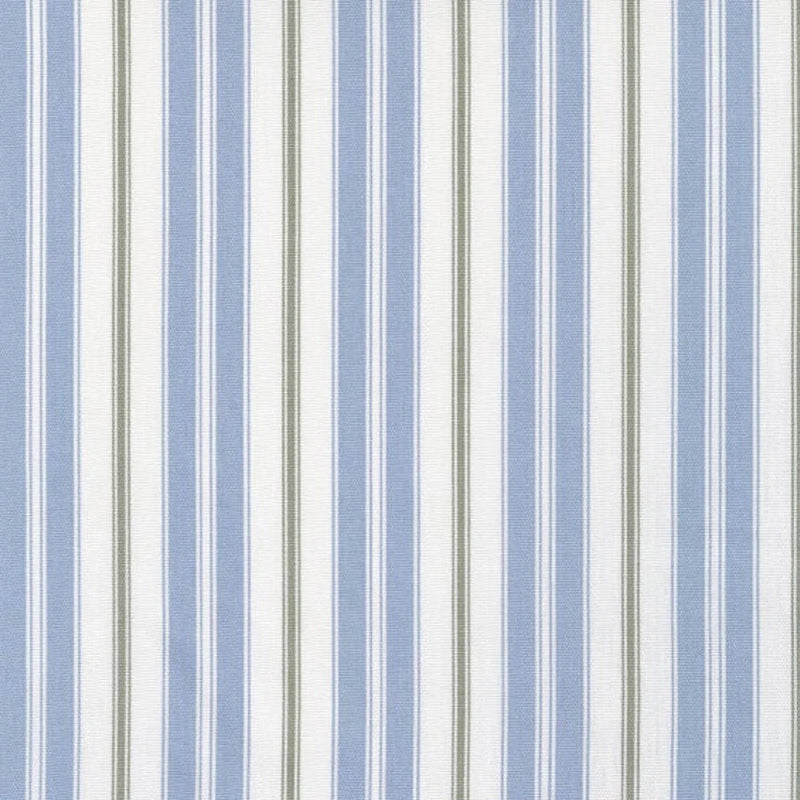 Gathered Bedskirt in Newbury Antique Blue Stripe- Blue, Green, White